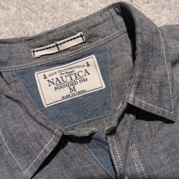 NAUTICA Mens N83 Long Sleeve Chambray Shirt - Picture 3 of 6